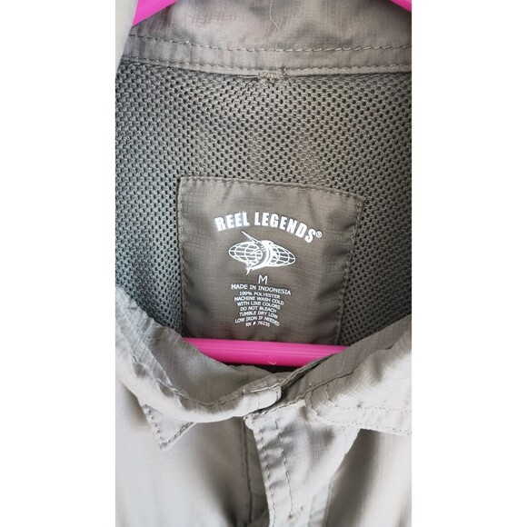 Reel Legends Men's Fishing Shirt Size Medium Button Up Long Sleeve Hunter Green - Picture 4 of 16